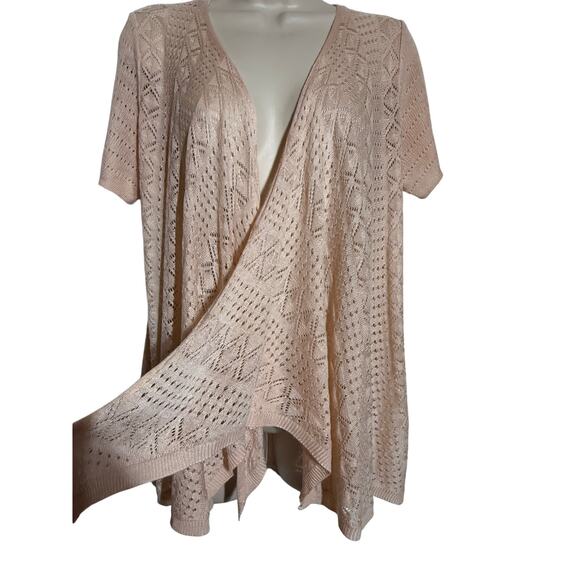 Style & Co Short Sleeve Open Knit Peach Cardigan, Women's Size M - Picture 4 of 6